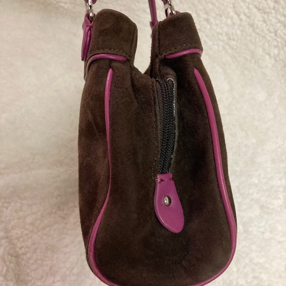Chocolate Pink Cole Haan Alexa Suede Shoulder Bag - Picture 8 of 13
